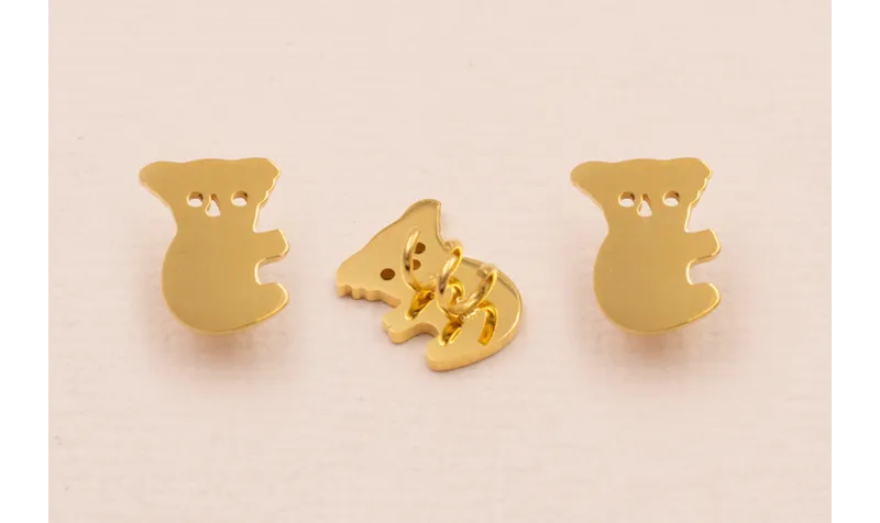 Koala Acero Inoxidable 11mm Oro / Cuentas Metálicas de Acero Inoxidable