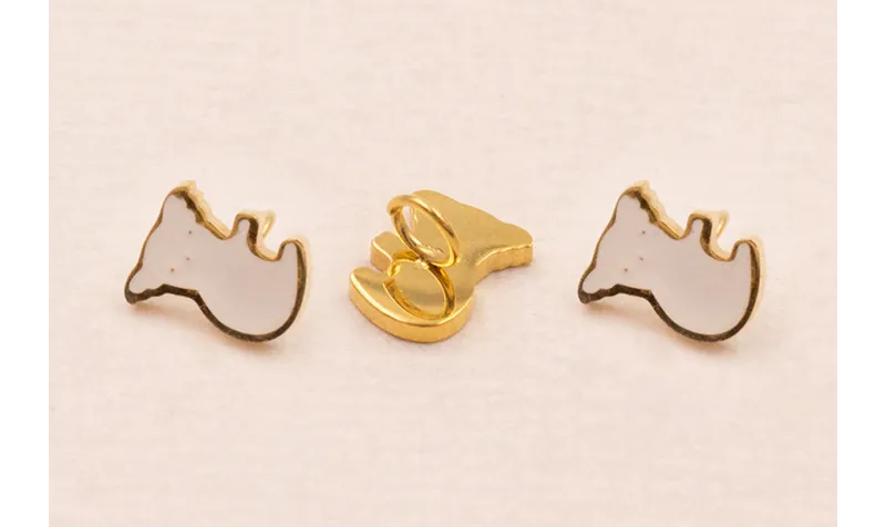 Koala Acero Inoxidable 7mm esmalte Rosa Palo / Cuentas Metálicas de Acero Inoxidable