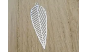 Hoja Helecho plana 40*12mm Plata Mate / Cuentas Metálicas de Latón / Zamak