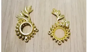 Pieza Floral para cabujón de 11mm Oro Mate / Cuentas Metálicas de Latón / Zamak