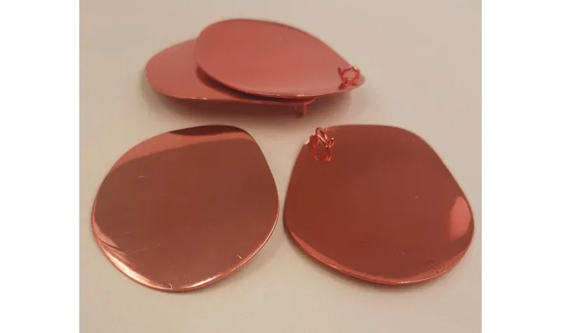 Lámina aluminio redonda 43mm baño Rojo metalizado / Cuentas Metálicas de Latón / Zamak