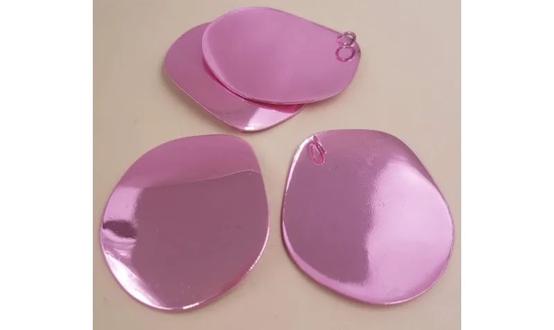 Lámina aluminio redonda 43mm baño Rosa Metalizado / Cuentas Metálicas de Latón / Zamak