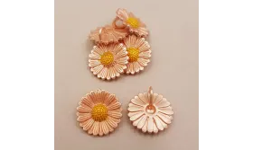 Cuenta Margarita Cobre mate + Oro 12mm / Cuentas Metálicas de Latón / Zamak