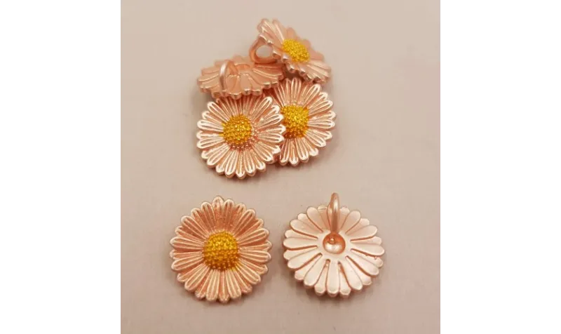 Cuenta Margarita Cobre mate + Oro 12mm / Cuentas Metálicas de Latón / Zamak