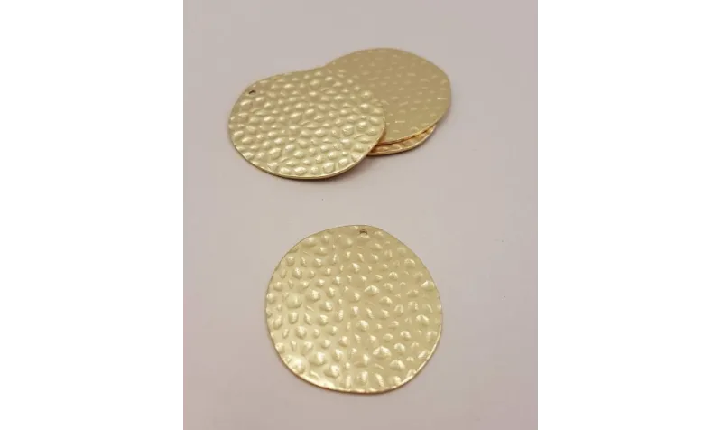Disco Martilleado 35*30mm Oro Mate / Cuentas Metálicas de Latón / Zamak