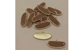 Colgante esmaltado 12*22mm  Marrón / Cuentas Metálicas de Latón / Zamak