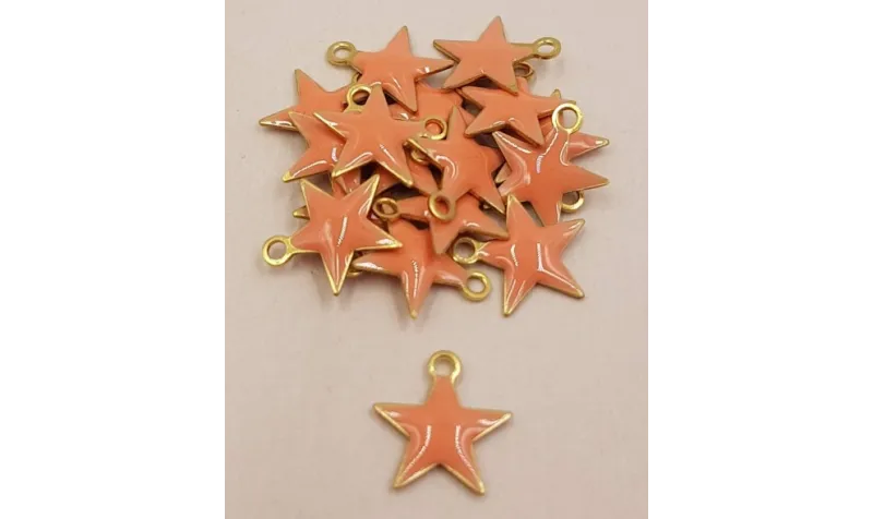 Pieza Estrella esmaltada 10mm Rosa / Cuentas Metálicas de Latón / Zamak