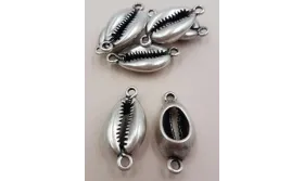 Caracola Mar 27*12 Plata Vieja / Cuentas Metálicas de Latón / Zamak