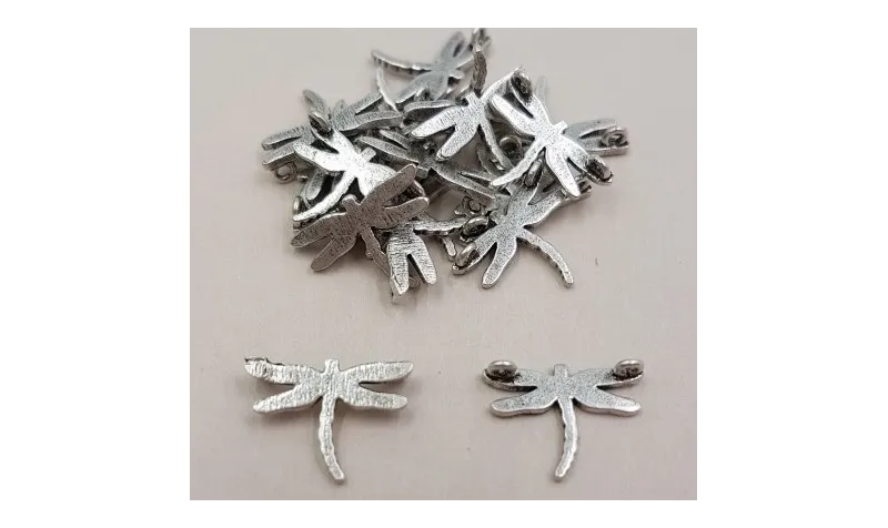 Libélula 12*9mm Plata Vieja / Cuentas Metálicas de Latón / Zamak