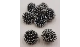 Bola rizada  10mm Plata Vieja / Cuentas Metálicas de Latón / Zamak