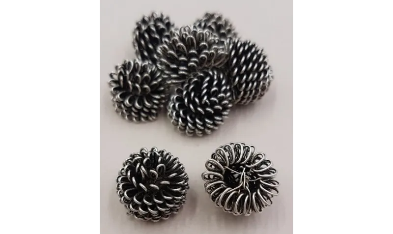 Bola rizada  10mm Plata Vieja / Cuentas Metálicas de Latón / Zamak