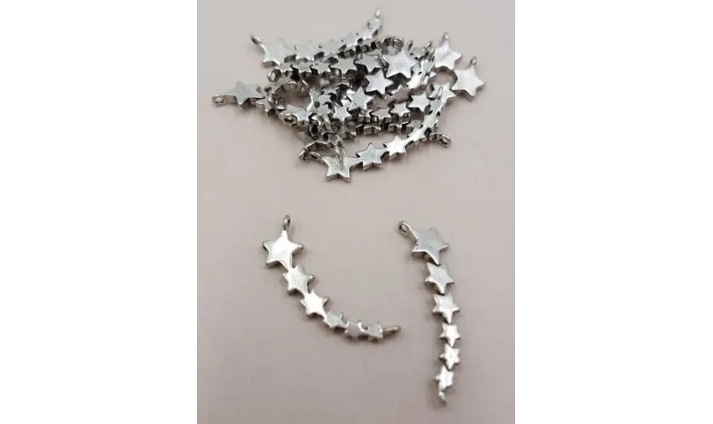Banda estrelas 21.1*8.5 Plata Vieja / Cuentas Metálicas de Latón / Zamak