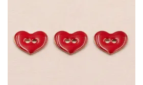 Pieza Corazón esmaltado 11*9mm Rojo 2 agujeros / Cuentas Metálicas de Latón / Zamak