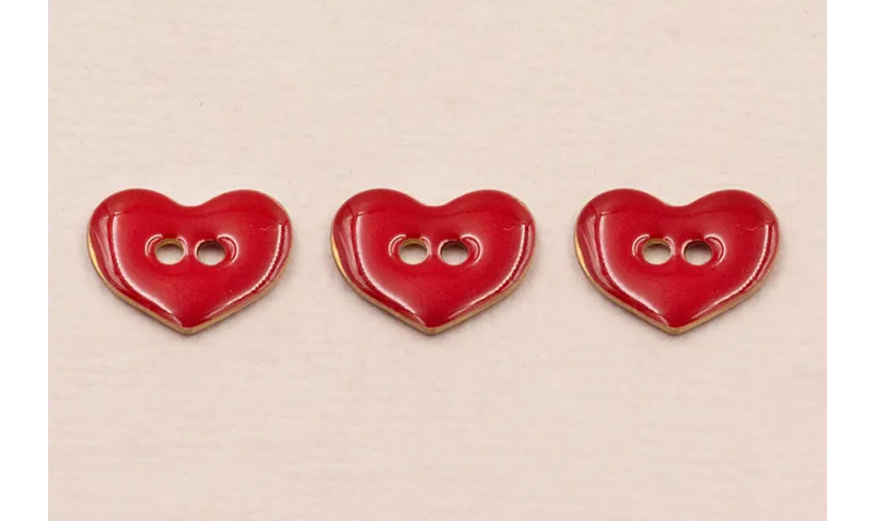 Pieza Corazón esmaltado 11*9mm Rojo 2 agujeros