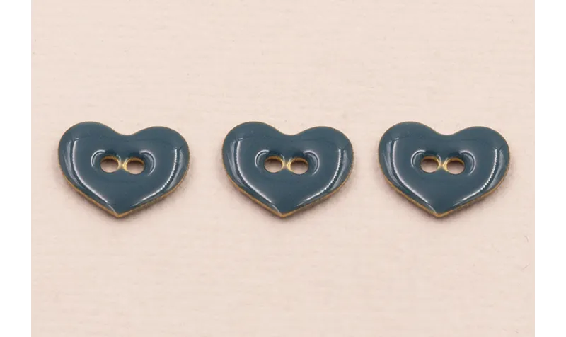 Pieza Corazón esmaltado 11*9mm Azul 2 agujeros / Cuentas Metálicas de Latón / Zamak