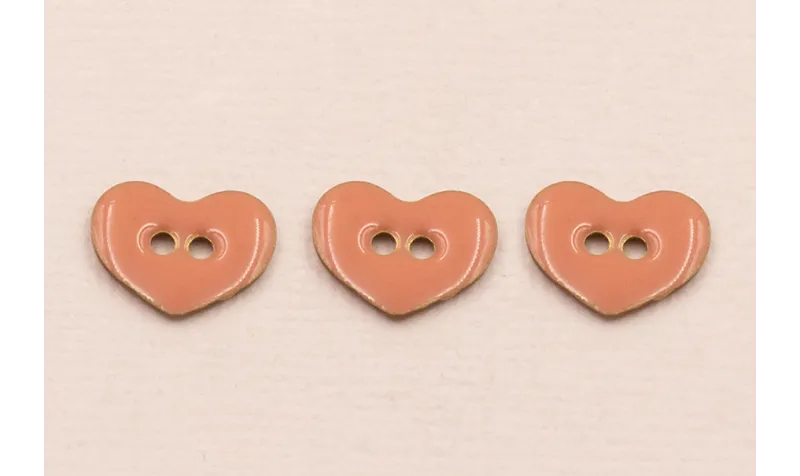 Pieza Corazón esmaltado 11*9mm Rosa 2 agujeros / Cuentas Metálicas de Latón / Zamak