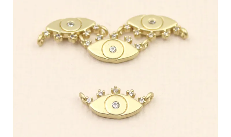 Pieza Ojo Turco Lágrimas de brillos 13*7mm Oro / Cuentas Metálicas de Latón / Zamak