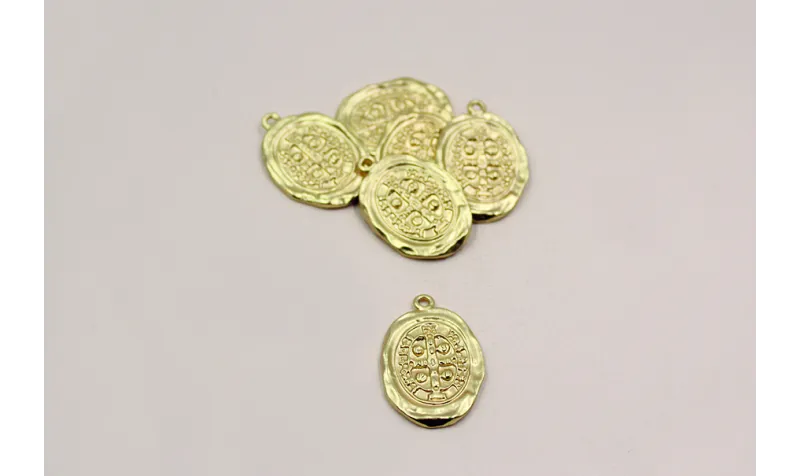 Chapa Ovalada 29*20mm Oro Mate  / Cuentas Metálicas de Latón / Zamak