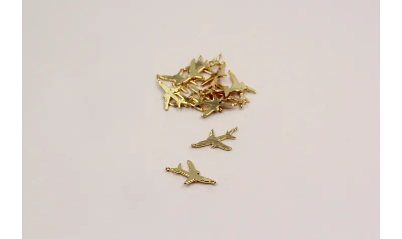 Cogante Avión Dorado 18*10mm 2 anillas / Cuentas Metálicas de Latón / Zamak