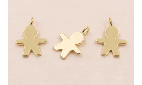 Colgante Niño 12*9mm Acero Inoxidable Baño Oro / Cuentas Metálicas de Acero Inoxidable