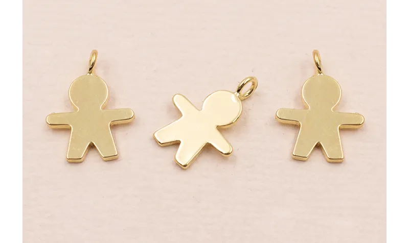 Colgante Niño 12*9mm Acero Inoxidable Baño Oro / Cuentas Metálicas de Acero Inoxidable