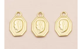 Medalla Virgen 17*11mm Oro Mate / Cuentas Metálicas de Latón / Zamak