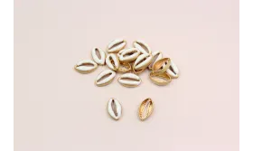 Pieza caracola  pasante 15*9mm Oro Mate y Blanco / Cuentas Metálicas de Latón / Zamak