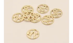 Disco 10mm signo Zodiaco Capricornio Oro / Cuentas Metálicas de Latón / Zamak