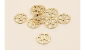 Disco 10mm signo Zodiaco Piscis Oro / Cuentas Metálicas de Latón / Zamak