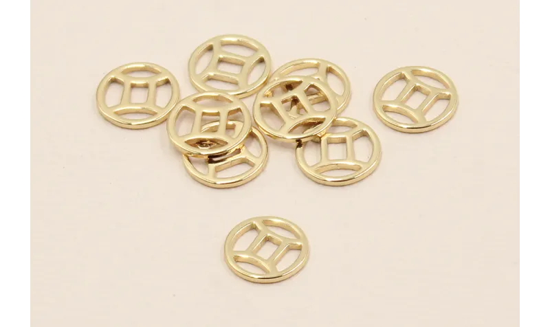 Disco 10mm signo Zodiaco Geminis Oro / Cuentas Metálicas de Latón / Zamak