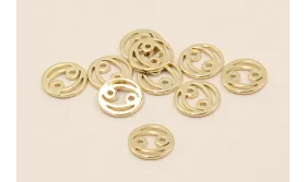 Disco 10mm signo Zodiaco Cancer Oro / Cuentas Metálicas de Latón / Zamak