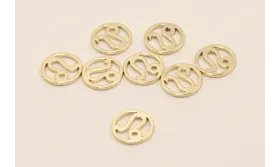 Disco 10mm signo Zodiaco Leo Oro / Cuentas Metálicas de Latón / Zamak