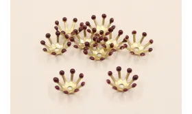 Casquilla 10mm con 8 pestañas esmaltadas Granate / Cuentas Metálicas de Latón / Zamak
