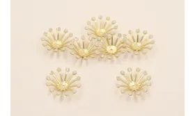 Casquilla Sol 18mm Puntas esmaltadas Beige / Cuentas Metálicas de Latón / Zamak