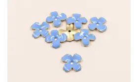 Cuenta Flor 15mm esmaltada Azul intenso / Cuentas Metálicas de Latón / Zamak