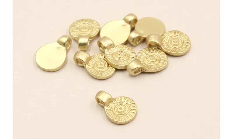 Colganet Sol 9mm diametro Dorado Mate / Cuentas Metálicas de Latón / Zamak