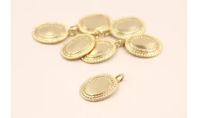 Colgante Ovalo enmarcado 15*10mm Oro / Cuentas Metálicas de Latón / Zamak