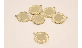 Colgante Disco enmarcado 14mm Oro / Cuentas Metálicas de Latón / Zamak