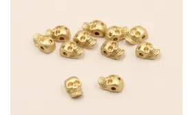 Cuenta Mini Calavera 7,5*5*4mm Dorado Mate / Cuentas Metálicas de Latón / Zamak