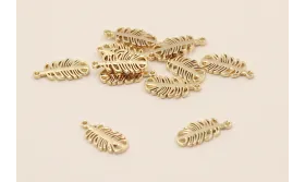 Pieza Hojita Calada Acero Inoxidable 11*5mm Oro / Cuentas Metálicas de Acero Inoxidable