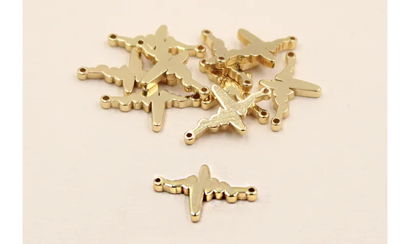 Pieza Ac.Inox Latido Corazón 14*9mm Oro / Cuentas Metálicas de Acero Inoxidable