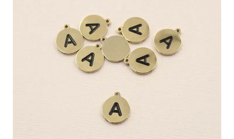 Chapa acero Inoxidable 10mm letra  A / Cuentas Metálicas de Acero Inoxidable
