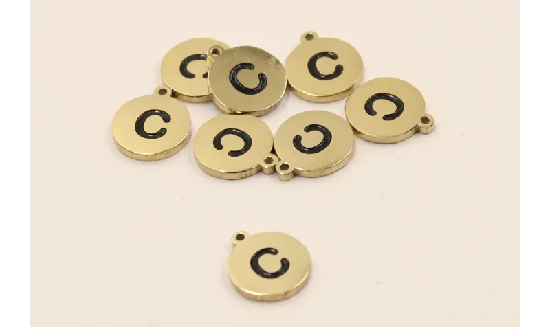 Chapa acero Inoxidable 10mm letra  C / Cuentas Metálicas de Acero Inoxidable