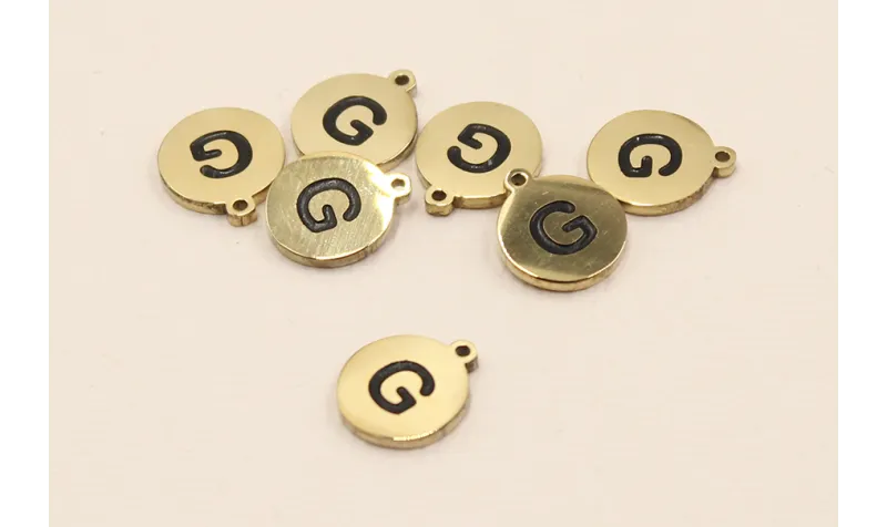 Chapa acero Inoxidable 10mm letra G / Cuentas Metálicas de Acero Inoxidable
