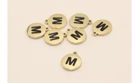 Chapa acero Inoxidable 10mm letra M / Cuentas Metálicas de Acero Inoxidable