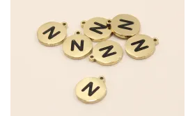 Chapa acero Inoxidable 10mm letra N / Cuentas Metálicas de Acero Inoxidable