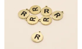 Chapa acero Inoxidable 10mm letra R / Cuentas Metálicas de Acero Inoxidable