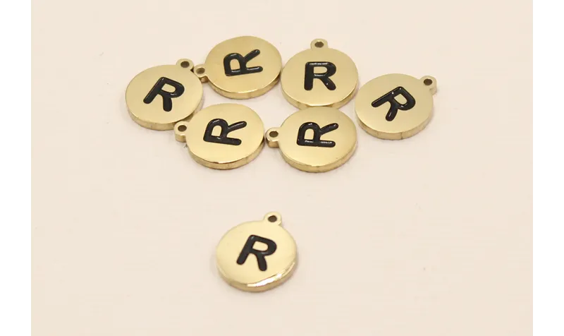 Chapa acero Inoxidable 10mm letra R / Cuentas Metálicas de Acero Inoxidable