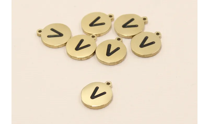 Chapa acero Inoxidable 10mm letra V / Cuentas Metálicas de Acero Inoxidable