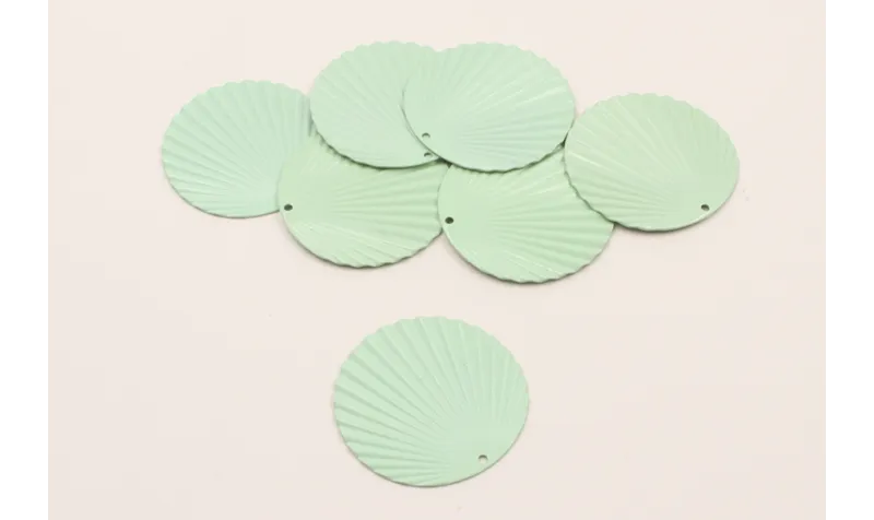 Disco ondulado 37mm Esmaltado verde turquesa / Cuentas Metálicas de Latón / Zamak